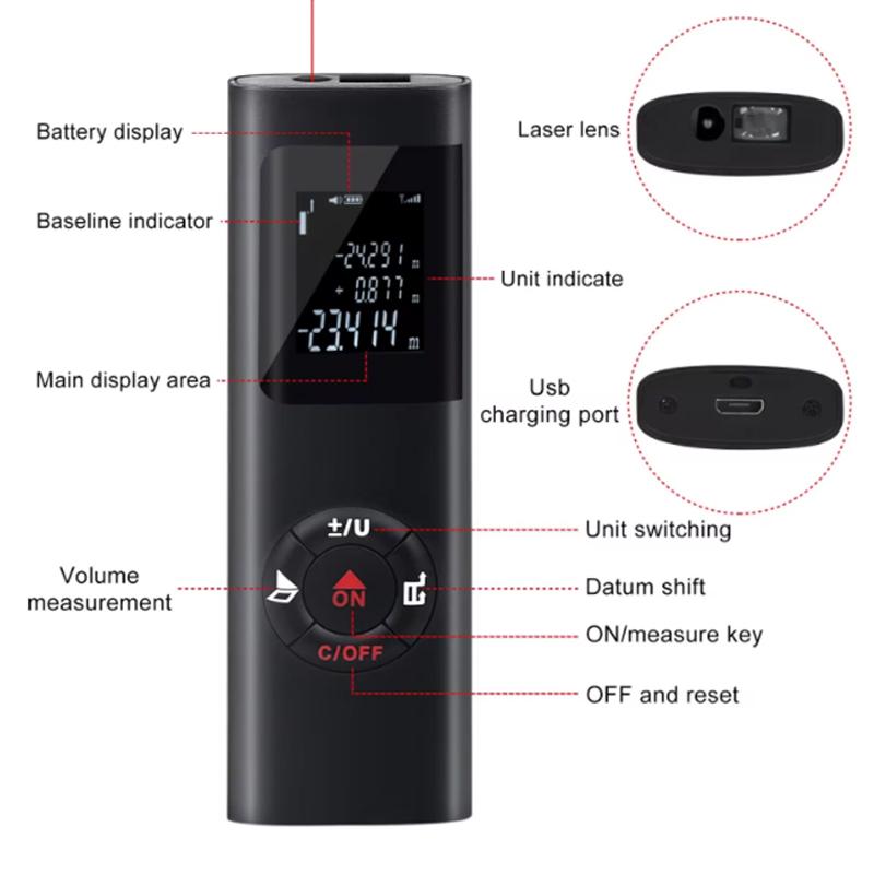 Mini intelligent laser rangefinder,infrared rangefinder,USB rechargeable portable handheld laser rangefinder tool,Christmas gift