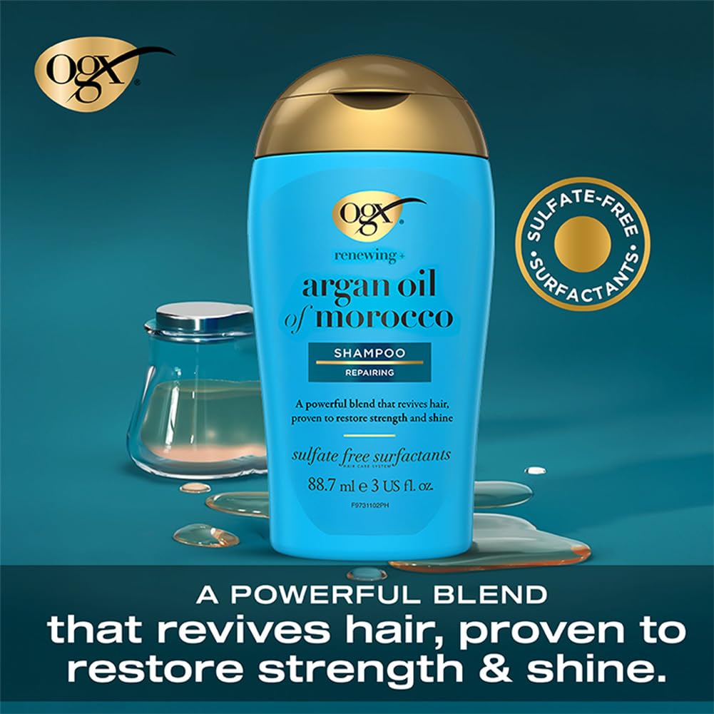 OGX Renewing + Argan Oil of Morocco Hydrating Growth Hair Shampoo to Help Moisturize, Soften & Strengthen Hair | Cold Pressed Argan oil with vitami
