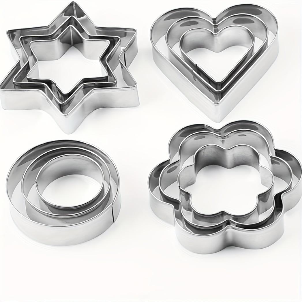 

Набор из 12 металлических формочек для печенья, креативная форма для печенья в виде звезды, круглые/сердечные/цветочные формы для яиц, инструменты для выпечки в помещении и на открытом воздухе