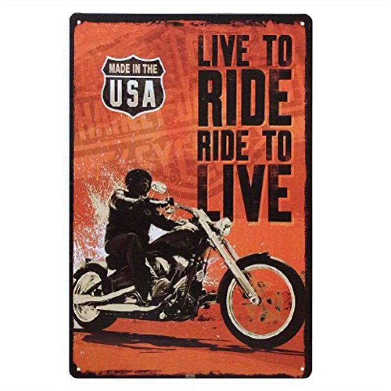 WINOMO Vintage Motorcycle Metal Wall Decor Live to Ride Garage for Man Cave Bar Signs HeavyDuty Iron Retro