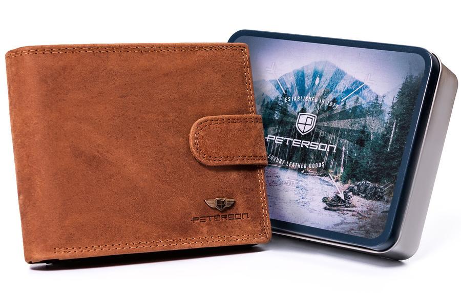Men's Horizontal Wallet Made of Genuine Leather, RFID Protect System - Peterson