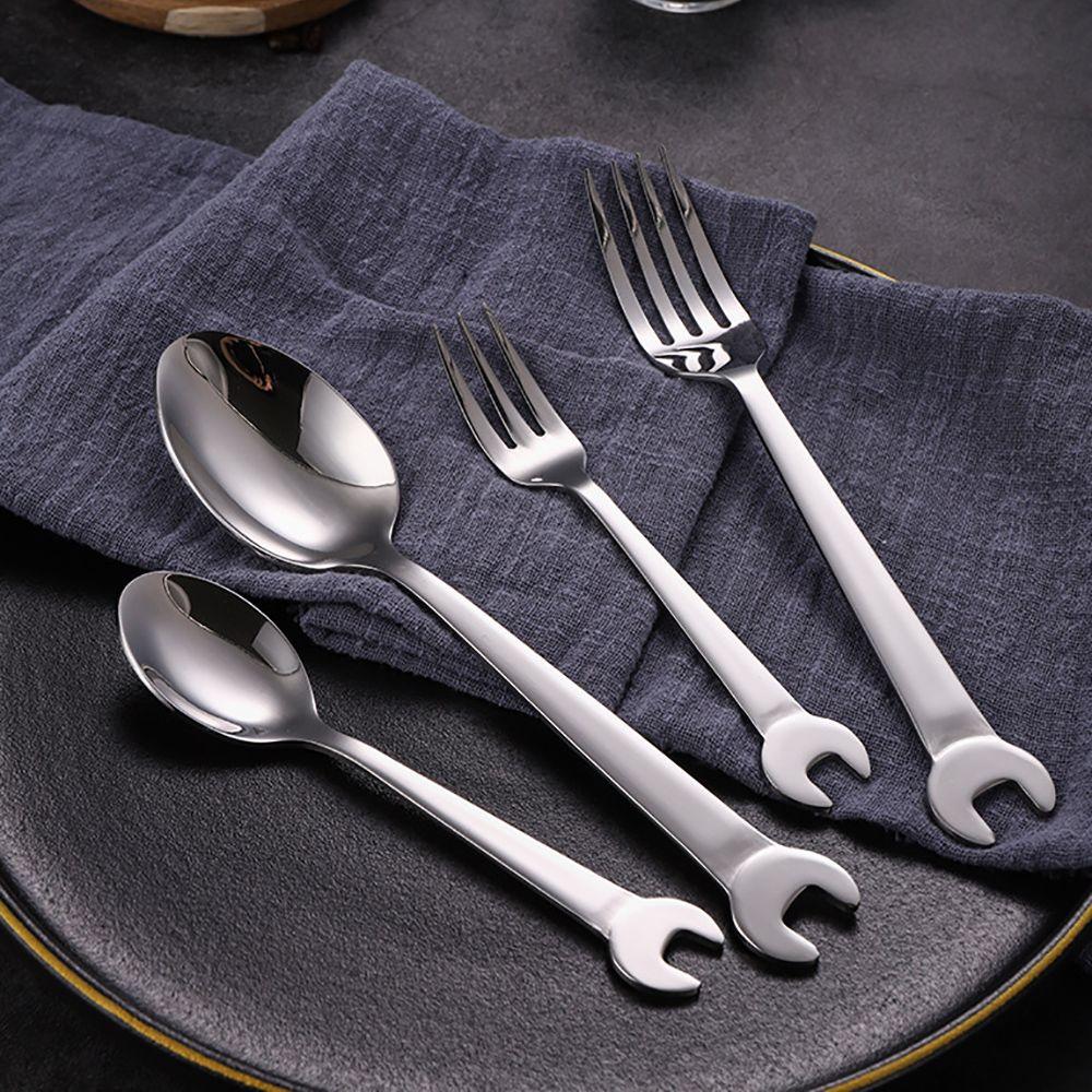 Stainless Steel Wrench Shape Smooth Edge Kitchen Accessories Home Cutlery Tableware Dinner Spoon