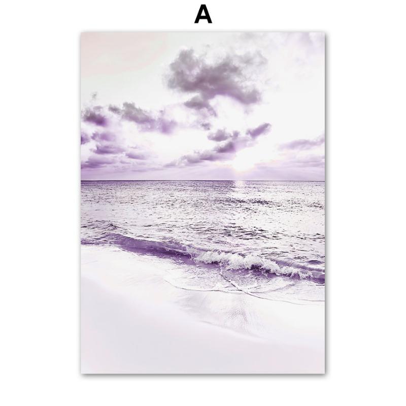 Purple Sea Beach Bird Reed Rose Cactus Wall Art Canvas Painting Posters And Prints Hotel Bar Wall Pictures for Living Room Decor