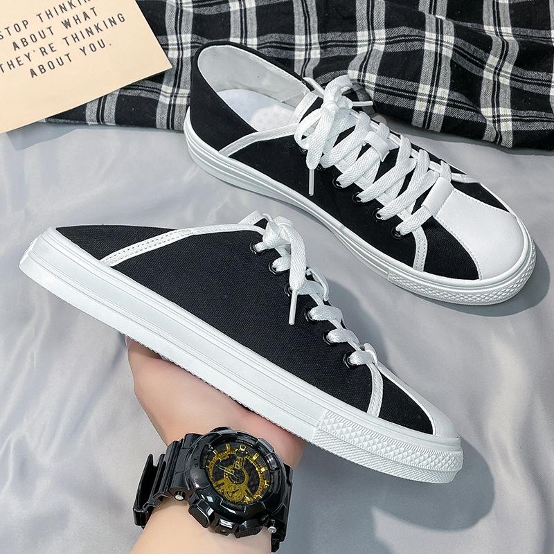 

2024 Новые мужские туфли из парусины, повседневная обувь, модные цвета, плоская обувь для скейтбординга, молодежные крутые лоферы 44 чёрный