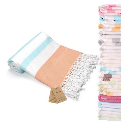 100% Organic Cotton Turkish Beach Towel - Absorbent with Tassels, Pure Cotton Bath & Beach Towel