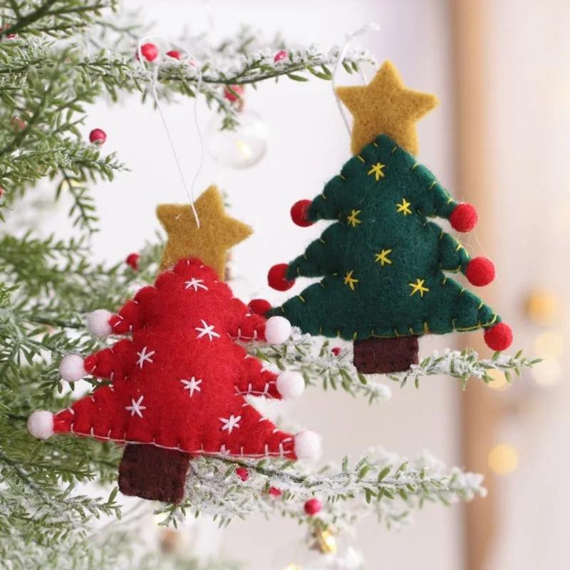 Christmas Tree Decoration 2025 Felt Christmas Tree Pendant Xmas Stockings Santa Claus Snowflakes For Home Natal Decor