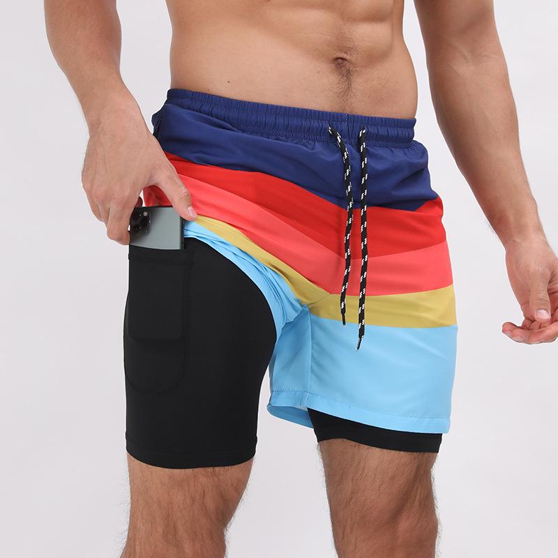 Muscle Men's Summer Sports Cacual Shorts Fitness Running Quick-Dry Beach Shorts Printed Loose Size Summer Shorts with Pockets
