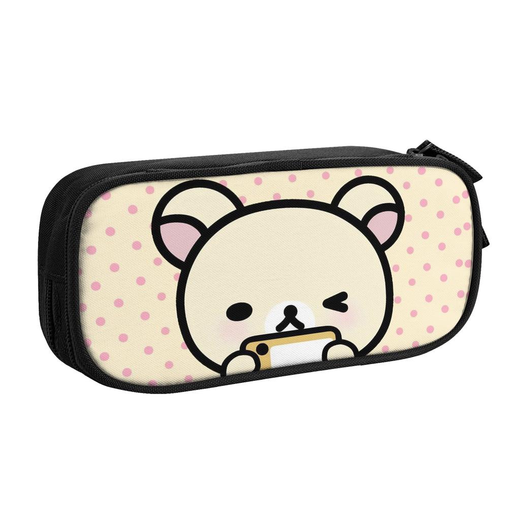 Cute Rilakkumas Bear Pencil Case Creative Pen Bag for Student Big Capacity School Supplies Gift Pencil Box