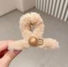 2025 New Year Red Plush Pearl Claw Clip - Stylish Women's Shark Hairpin Accessory for Buns and Hair Styling