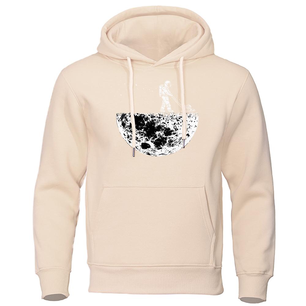 Astronauten Jäten Auf Dem Mond Kreativitätsdesign Einfacher Mann Sweatshirt Fleece Kapuzenpullover Herbst Hoodies Harajuku Unisex Kleidung