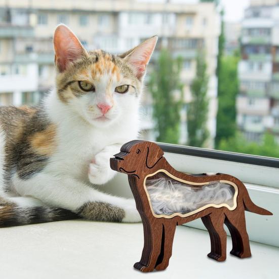 Caja Conmemorativa para Pelo de Mascota Superficie para Grabado DIY Caja de Recuerdos Hecha a Mano Ventanas Antimanchas Compartimento Sellable Caja para Pelo de Mascota