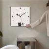 24cm Creative Nordic Clock Wall Clock Mute Does Not Tick Cat Decorated Clock for Living Room Bedroom Study Outdoor Decoration