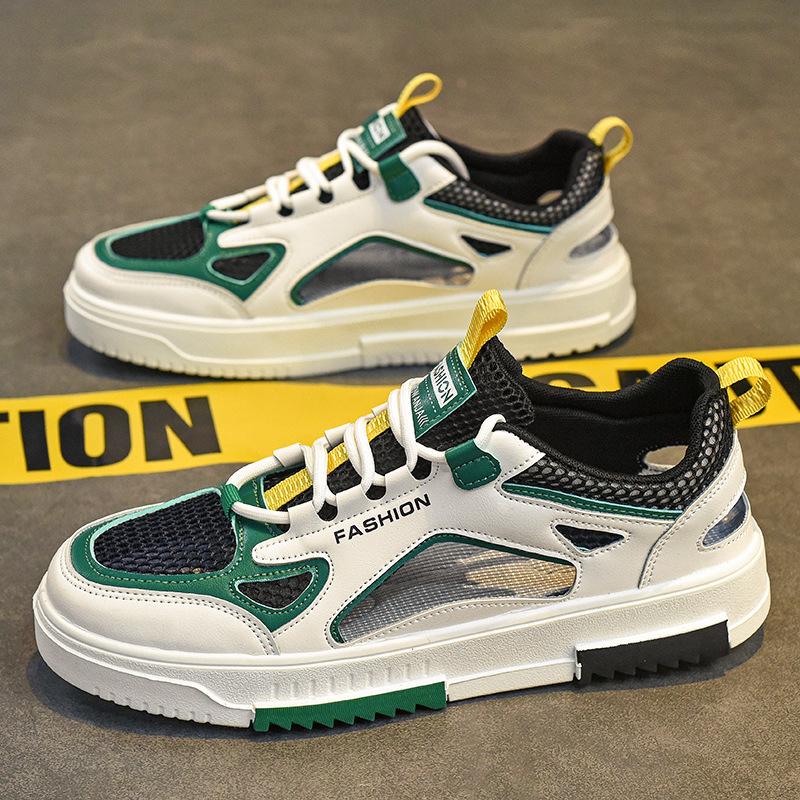 Fashion Summer Breathable Men's Vulcanized Shoes Comfortable Lace-up Outdoor Running Shoes 2025 New Mesh Casual Sneakers Tenis Masculino