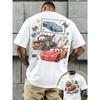 Disney Cars Lightning McQueen T-shirt 95 Think Fast Double-Sided Print Cotton Men Women Oversized Loose Streetwear  Short Sleeve Female Male Clothing