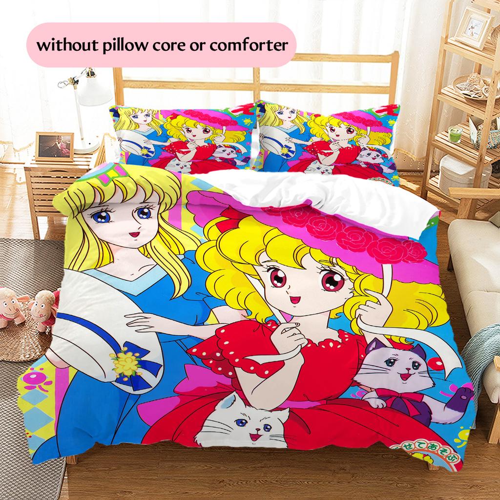 Candy Candy  Pattern Bedding Quilt Set  Home Decoration  Gift (1 * duvet cover + 2 * pillowcase  without core)