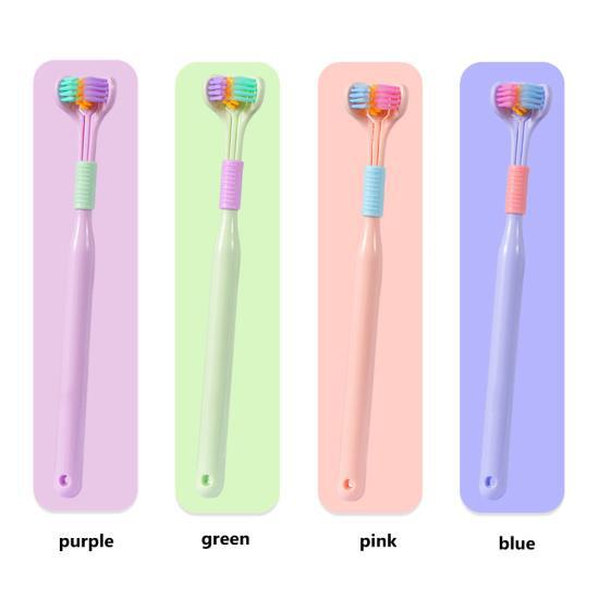 Pack of 2 3 4 Three Sided Toothbrushes Soft Bristle Toothbrush for Adults V Shaped Toothbrush Non Slip Cleaning Toothbrush