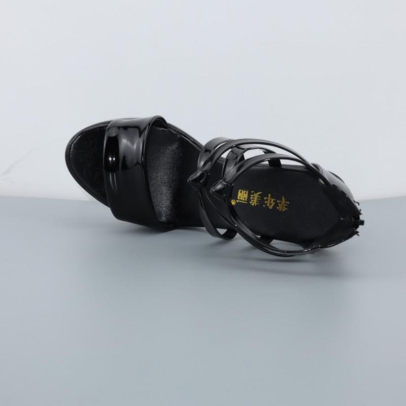 Big Size 32-43 Block Heel Platform Sandals Women Wedding Shoes Summer High Heels Gladiator Sandals Patent Leather Sandals