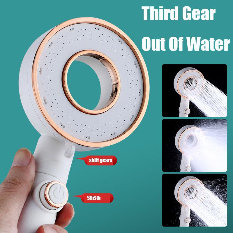 Hollow Out Design High Pressure Shower Head 3 Modes One-Key Stop Spray Nozzle High Pressure Water Saving Spray Showerhead