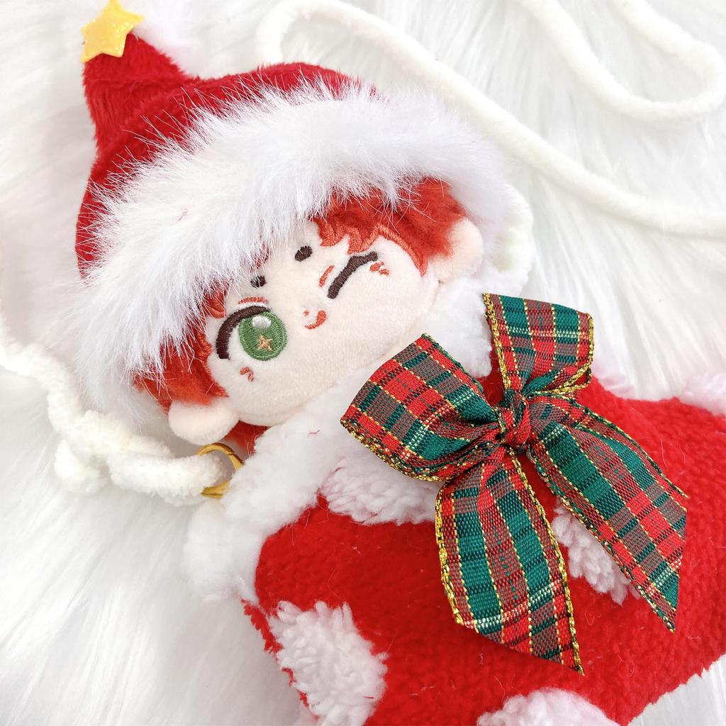 Christmas Stocking & Santa Hat Set for 10cm Plush Toy, Kigurumi Accessories, Otaku Activities, Doll Mascot, Kpopdoll Costume [Used]