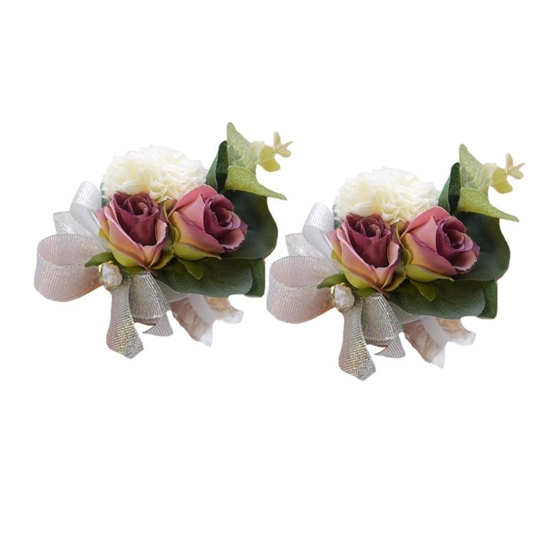 2Pieces Elegant Wrist Flowers for Bridesmaid and Party Decorations Wedding Decoration Gifts