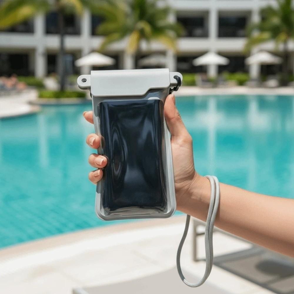 Adjustable Strap Waterproof Phone Pouch Sealed Large Capacity Transparent Hanging Neck Bag Lightweight Solid Color
