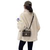 Women's Lambswool Stand Collar Coat, Loose Fit, Fur Integrated, Petite 2025, New Warm Winter Style