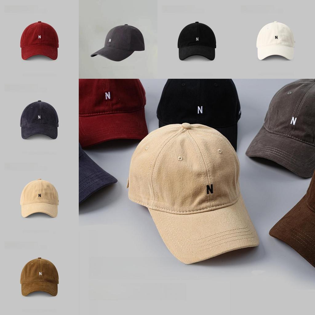 Berretto da baseball casual in cotone con visiera larga e ricamo di lettere per uomo e donna