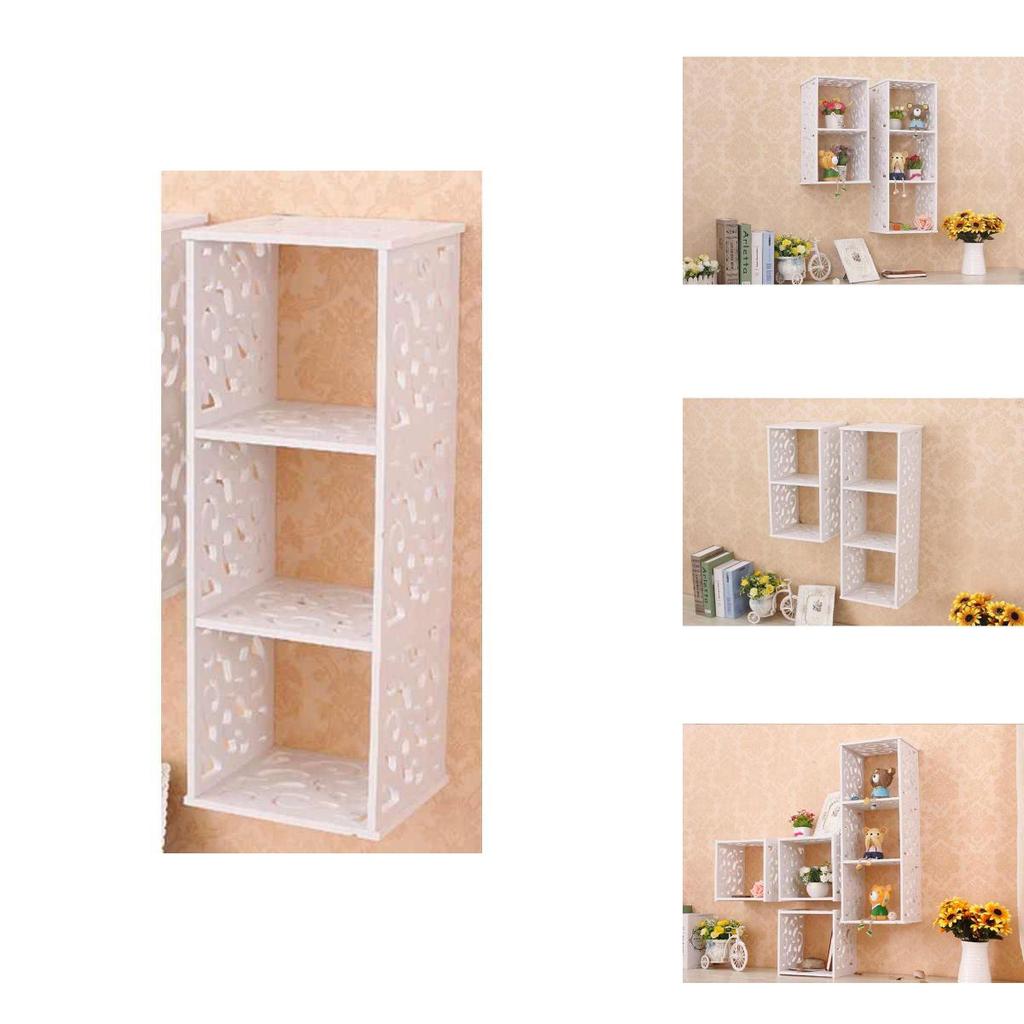 Organizador de Parede Criativo com Painéis de Madeira para Armazenamento e Decoração de Quarto