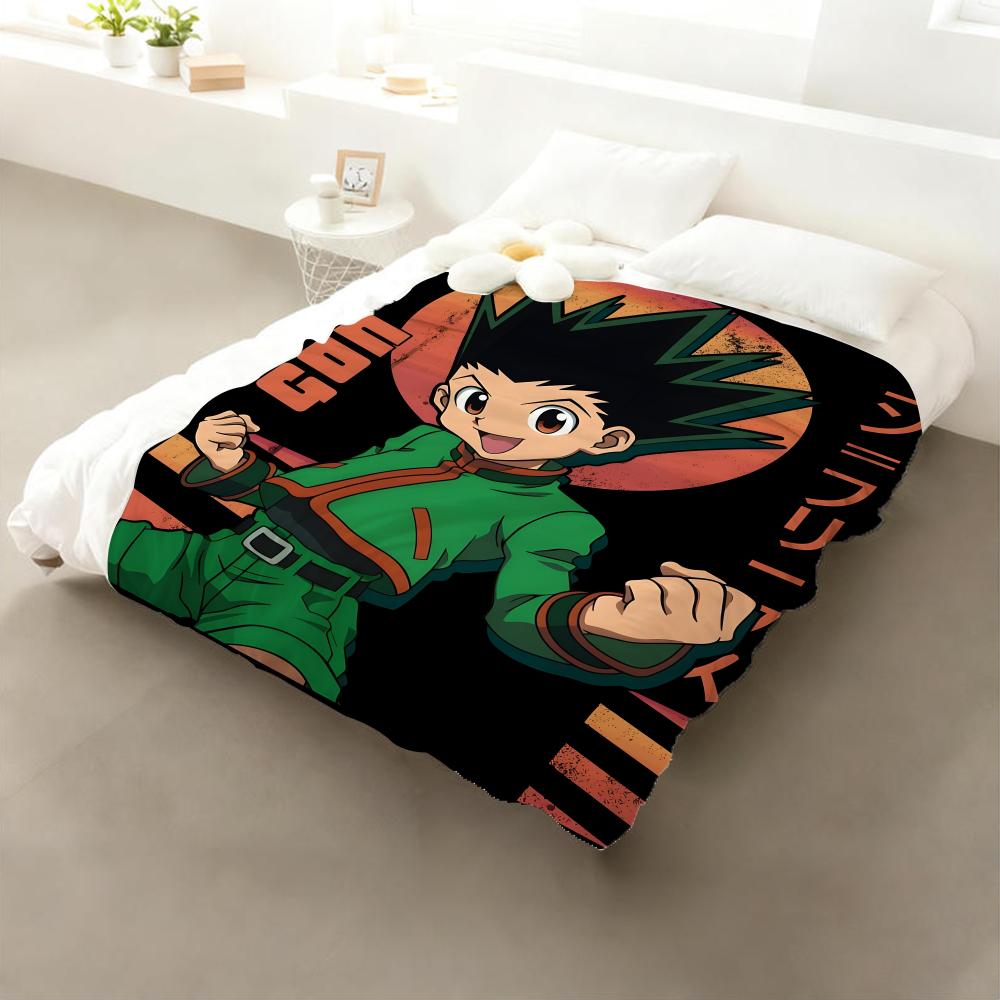 Anime Hunter x Hunter Throw Flannel Throw Blanket: Soft Kid-Friendly Warm Anti-Static All Season Washable Couch Bed Home
