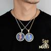 Rotatable Double-Sided Zircon Photo Pendant Necklace