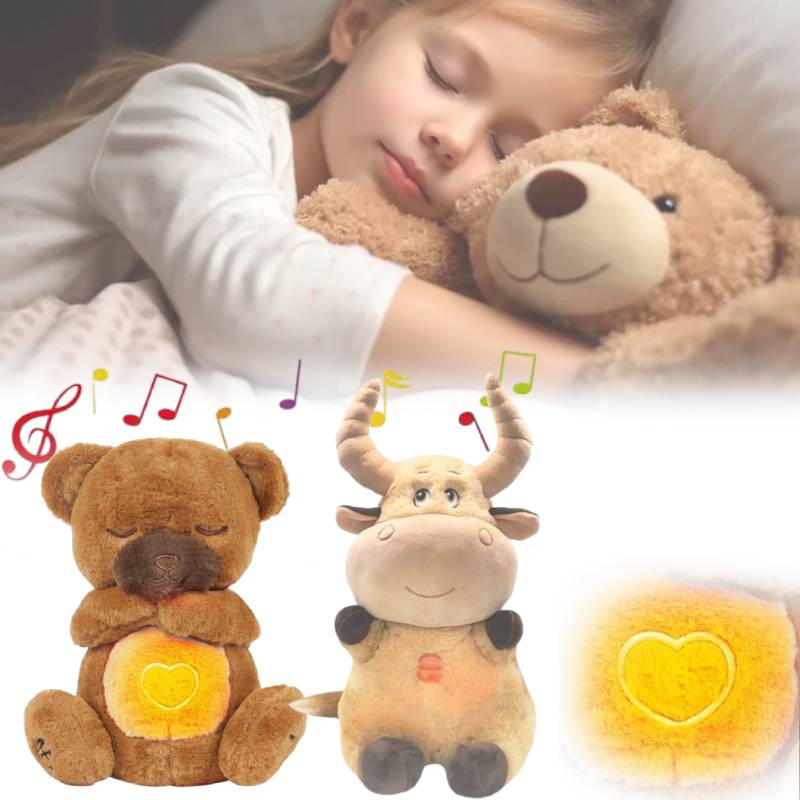 Anxiety Relief Plush Toy Cow Christmas Deer Bear Breathing Musical Soothing Doll