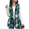 Fashionable Women's Slim Fit Sleeveless Top With A Lapel Collar Suit Vest Plaid Button Jacket