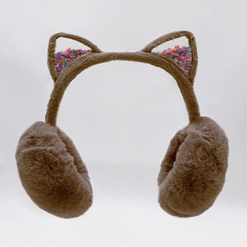 Suefunskry Winter Warm Earmuffs for Women Kids Girls Cute Cat Ear Muffs Foldable Fluffy Ear Warmers Headwear