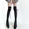 Hollow Out Lace Bow Stockings Sheer Mesh Knee High Socks New Lolita Stockings  JK