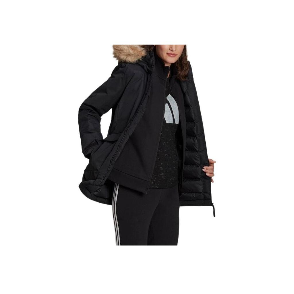 Adidas Utilitas Outdoor Sports Hooded Parka Jacket Women Outerwear Black GT1707