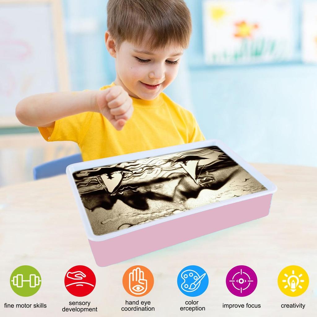 Glow-in-the-Dark Sand Art Kit for Kids, 7-Color Adjustable LED Light Box, Creative Drawing Toy, 40x28x9cm