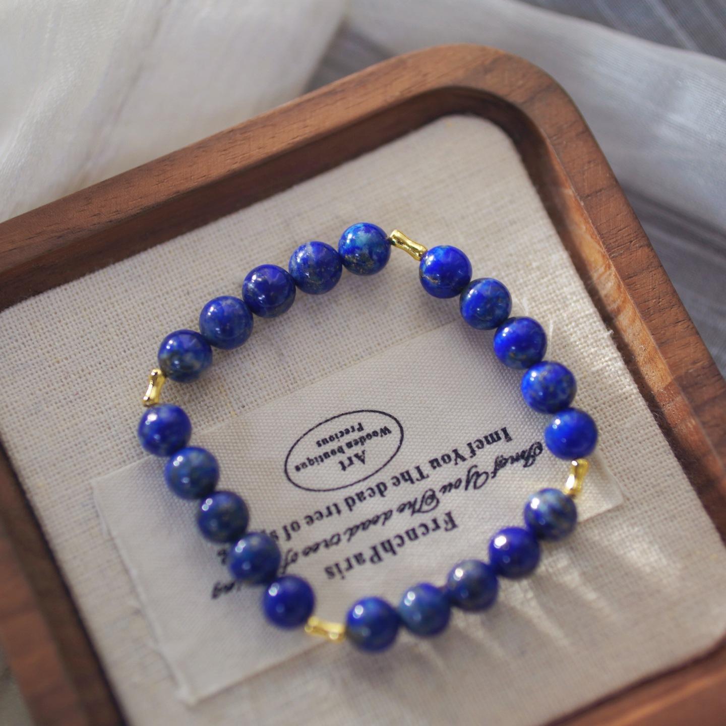 8Mm Design Sense Simple Natural Lapis Lazuli Bracelet Bracelet