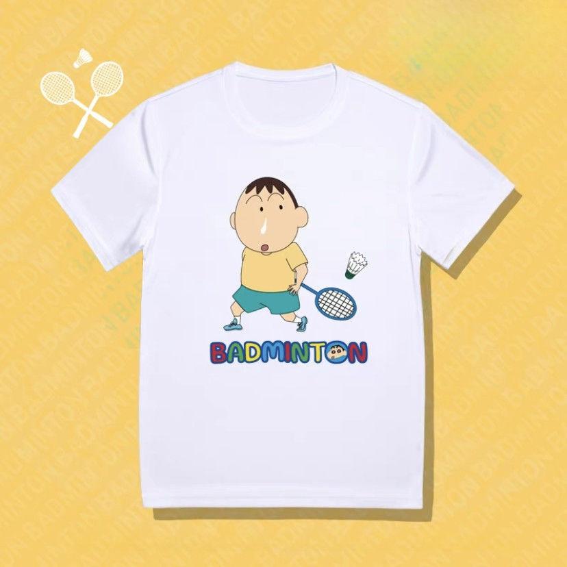 New Crayon Shinchan Badminton Sports Couple Cultural Shirts for Men and Women Breathable Casual Training Tops