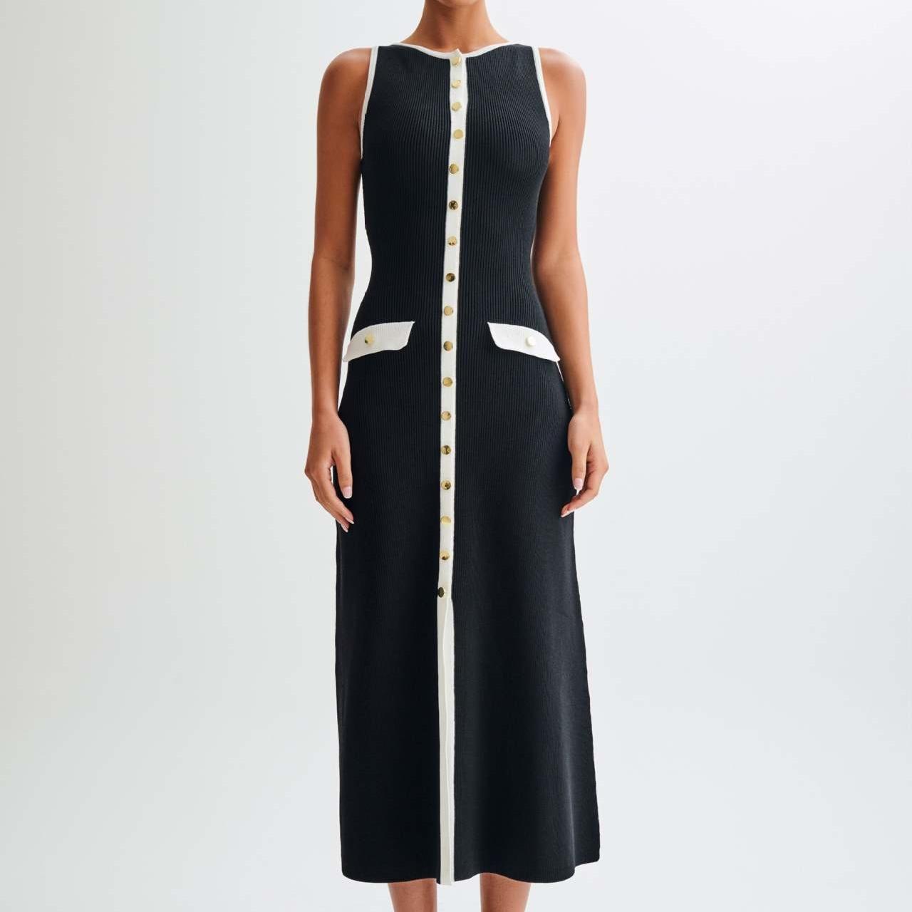 

GMXIA Женские модные летние весенние однотонные повседневные платья без рукавов с круглым вырезом и высокой талией L