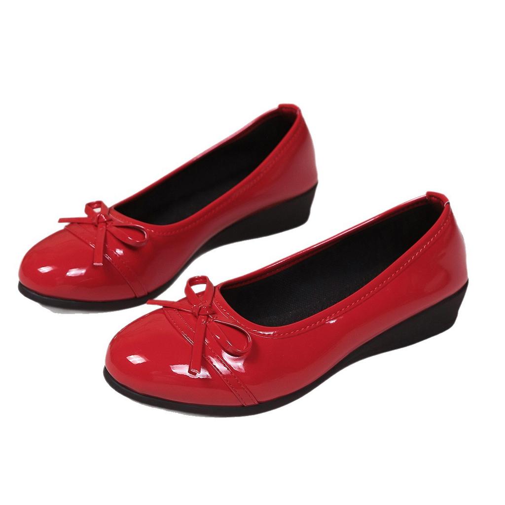 2025 Versatile Commuter Bow Gentle Solid Color Single Shoes Light Mouth Women's New Large Size Fashion Casual Shoes Women's