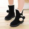Children Kids Baby Girls Winter Warm Solid Hairball Snow Short Boots Casaul Shoes