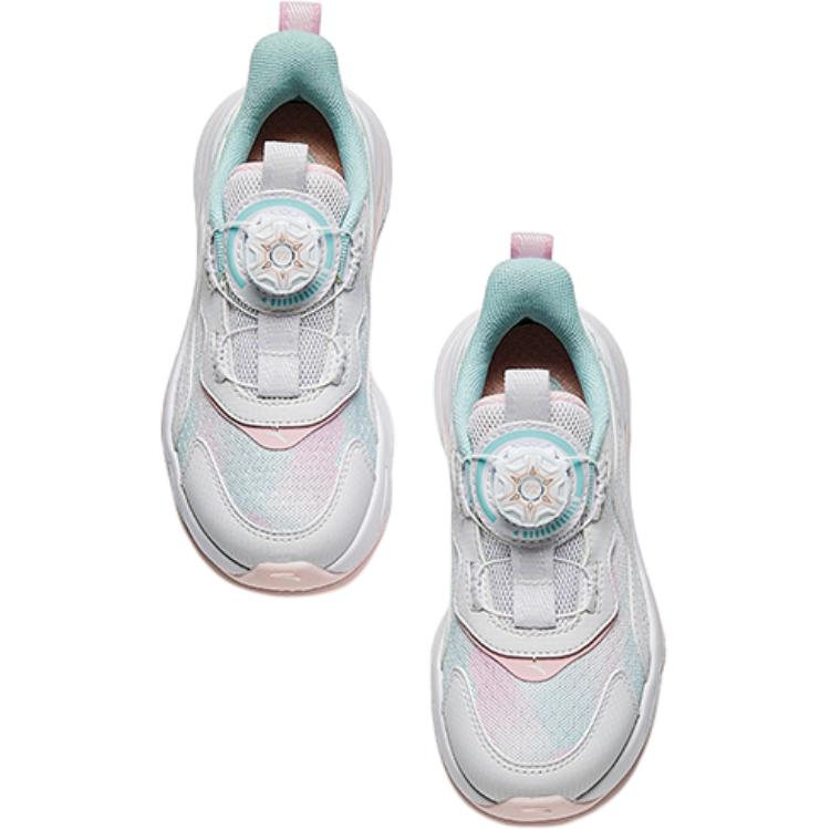 Anta Kids Mesh Comfortable Lightweight Shock Absorbing Low Top Running Shoes Kids sneaker White Blue Pink A22439919-1