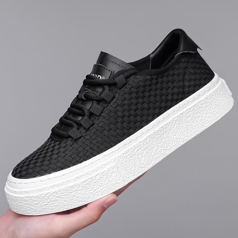 2025 Trendy Men s Skate Shoes - Thick Sole, Youth Casual, Korean Style, Low-Top Mesh, Spring/Summer 40 чёрный