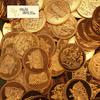 108 Moedas de Latão Banhadas a Ouro Lakshmi Lótus Pooja – Moedas Espirituais de Tamanho Pequeno para Diwali, Lakshmi