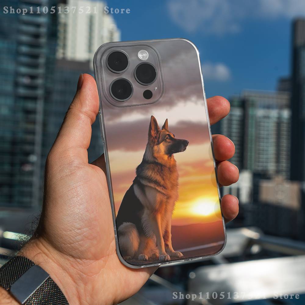 Animal German Shepherd Dogs Phone Case iPhone17 16 15 14 13 12 11 Pro Max Plus Mini Clear Full Back Cover Silicone Soft Shell