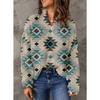 Women's Zip Collar Long Sleeve Sweatshirt Loose Fit Ethnic Geometric Printed Casual Pullover Top