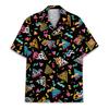 Retro 80s Pop Art Hawaiian Shirt 2026x Neon Cassette Skateboard Headphone Shirt, Vintage 90s Party Button-Up Summer Unisex Shirt