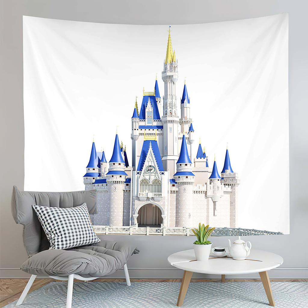 Cartoon Castle Tapestry Fairy Tale World Castle Tapestry Gifts for Kids Girls Boys Bedroom Home Living Room Wall Art Tapestries