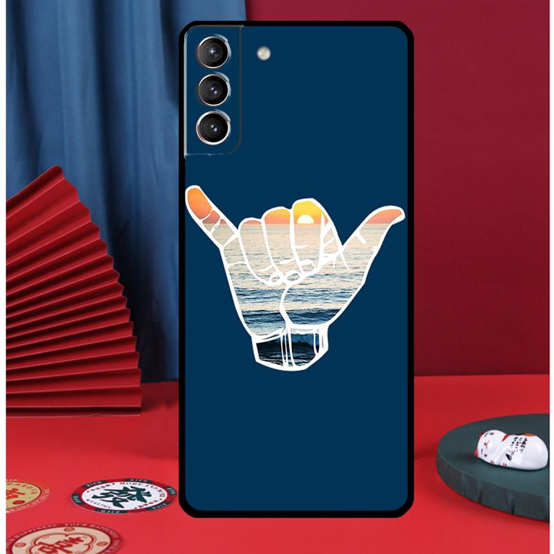 Shaka Surf Hang loose Handyhülle Für Samsung Galaxy S25 Ultra S9 S10 S20 S21 FE S22 S23 Plus S24 Ultra Rückseite