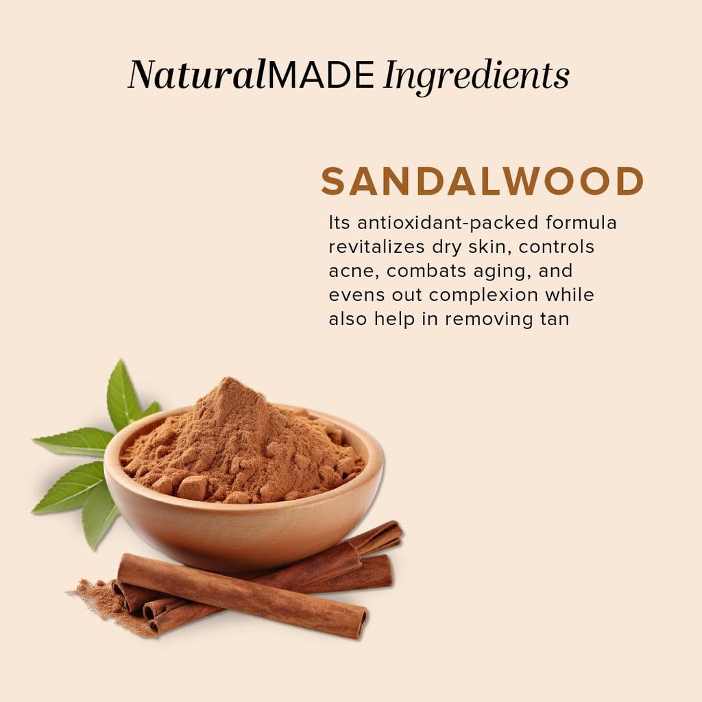 KHADI NATURAL Sandalwood Handmade Bath Soap For Hydrated Skin Gentle Cleansing Bar Suitable For All Skin Types Pack Of 1 (125GX8PCS)